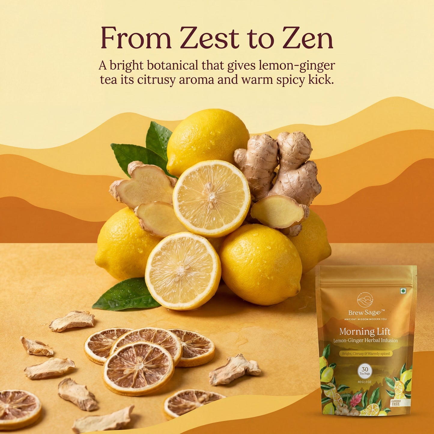Morning Lift –  Tulsi, Lemon Peel & Ginger Tea